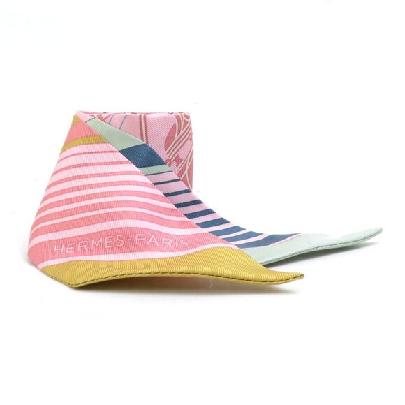Auth HERMES Twilly Ribbon Scarf Pink/Multicolor Silk - Picture 1 of 12